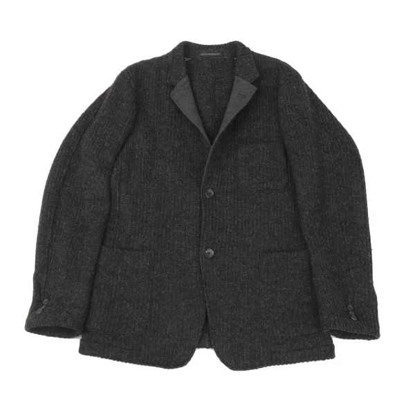 Yohji Yamamoto COSTUME D' HOMME Wool Blend Low-Gauge Knit Jacket Grey 3 K-176119_001