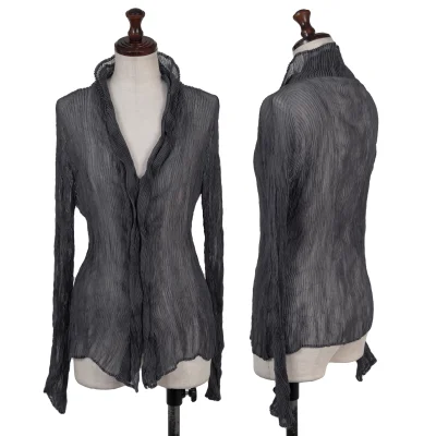 ISSEY MIYAKE Wrinkled Pleats Layered Collar Cardigan