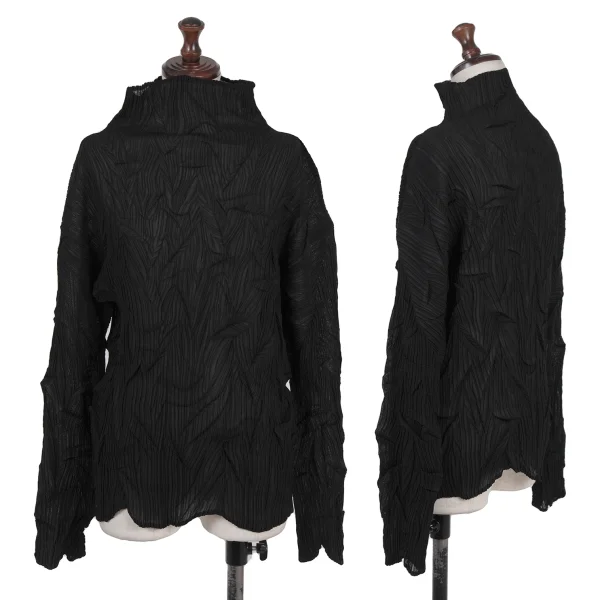 ISSEY MIYAKE Tuck Pleats High-Neck Top Black S-M K-176125_001