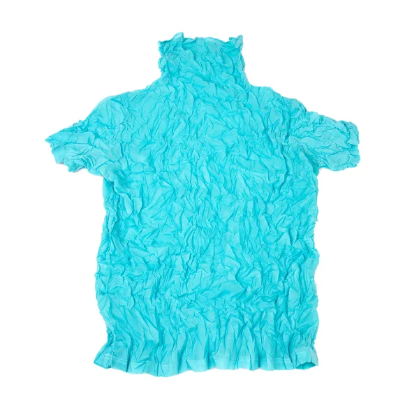 Unbranded Wrinkle Pleats High Neck Short Sleeve Top K-176128_002