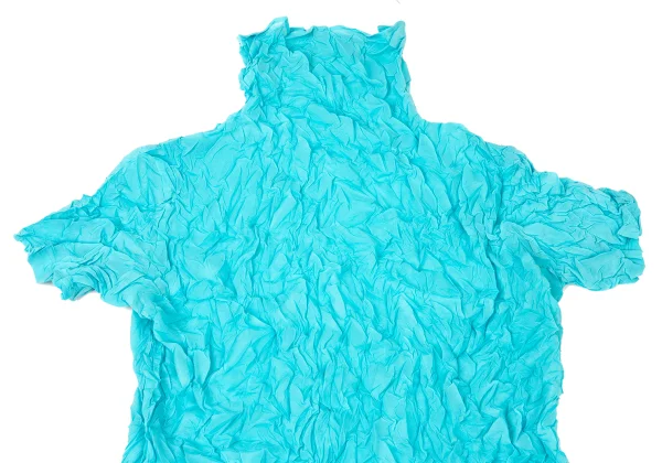 Unbranded Wrinkle Pleats High Neck Short Sleeve Top K-176128_003