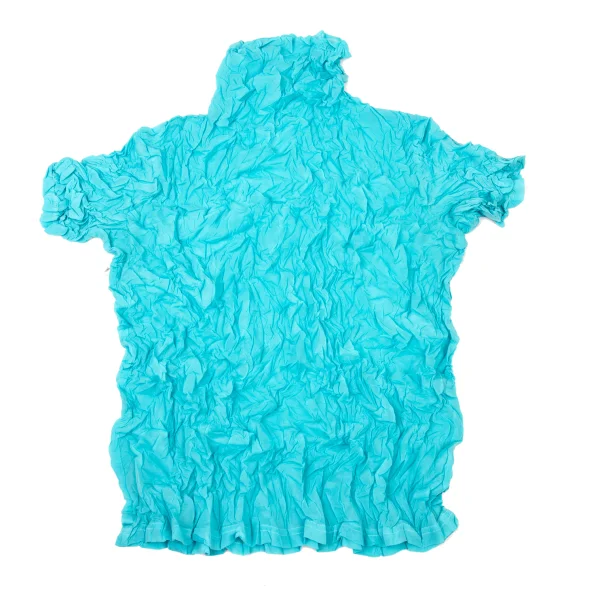 Unbranded Wrinkle Pleats High Neck Short Sleeve Top K-176128_008