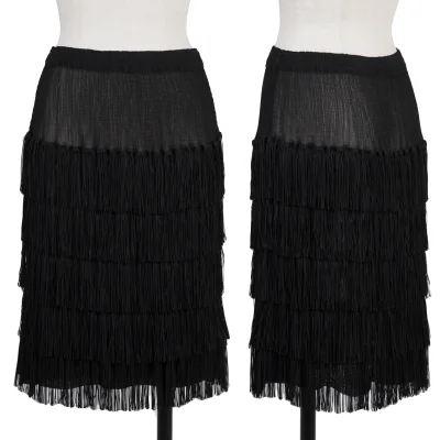Unbranded Fringed Crepe Pleated Skirt