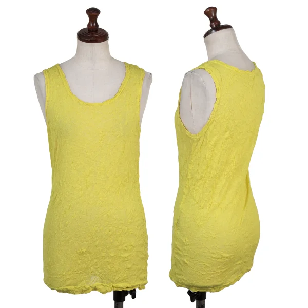 ISSEY MIYAKE PERMANENTE Wrinkle Pleated Tank Top Yellow S-M K-176133_001
