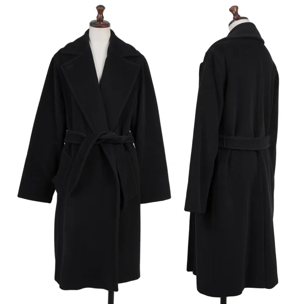 Max Mara Wool Angora Wrap Coat Black 36 K-176134_001