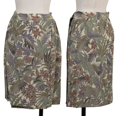 GIORGIO ARMANI Botanical Print Rayon Wrap Skirt