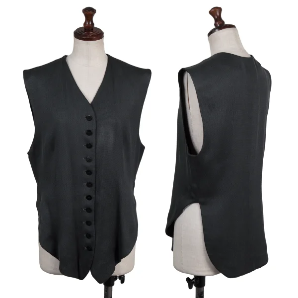 GIORGIO ARMANI Button Design Silk Vest Charcoal M-L K-176137_001