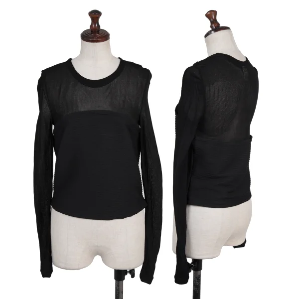 VERSACE JEANS COUTURE Pleats Switching Mesh Top Black S K-176141_001