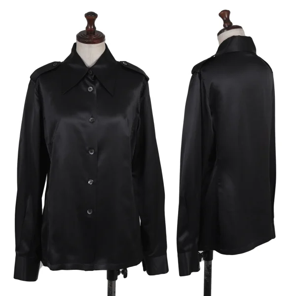 GUCCI Epaulets Silk Shirt Black S-M K-176142_001