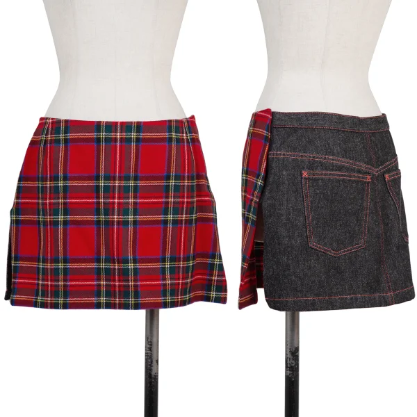DOLCE&GABBANA Check Front Denim Mini Skirt Black 40 K-176144_001
