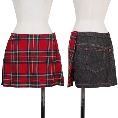 DOLCE&GABBANA Check Front Denim Mini Skirt