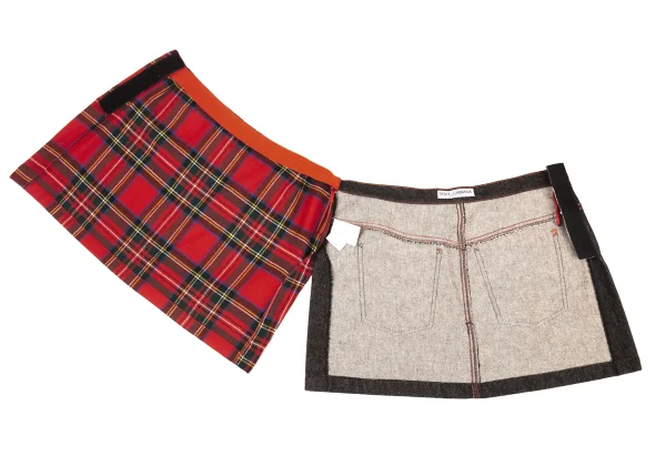 DOLCE&GABBANA Check Front Denim Mini Skirt K-176144_006