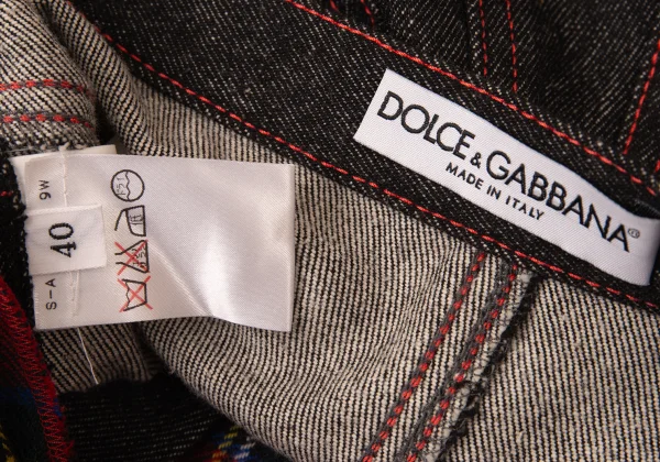 DOLCE&GABBANA Check Front Denim Mini Skirt K-176144_011