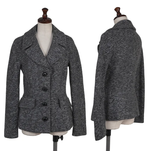 DOLCE&GABBANA Mixed Wool Button Design Jacket Black,Grey 40 K-176146_001