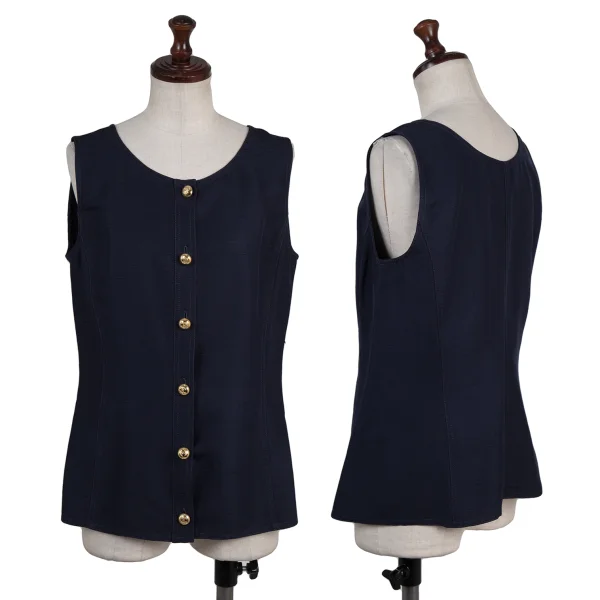 VALENTINO GARAVANI Silk Nep Gold-Button Vest Navy 42 K-176153_001