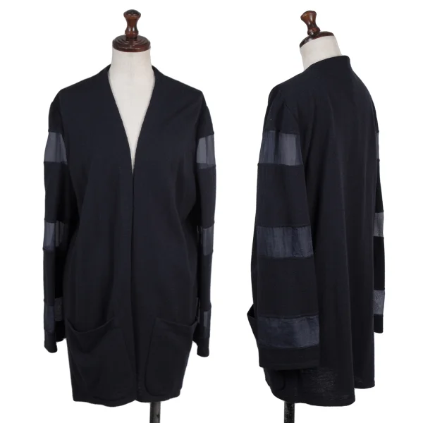 VALENTINO GARAVANI Sheer Switching Knit Cardigan Navy S-M  K-176156_001