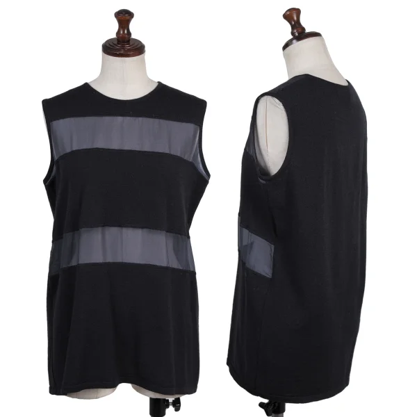 VALENTINO GARAVANI Sheer Switching Knit Vest Navy 42 K-176157_001