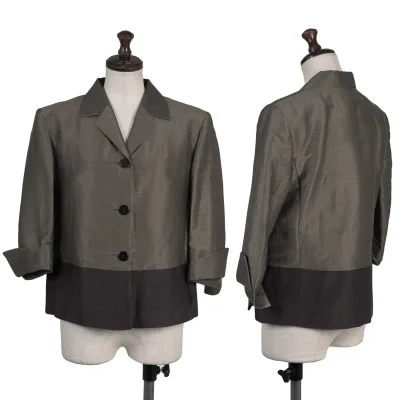 GIANFRANCO FERRE STUDIO Linen Silk Switching Shiny Jacket
