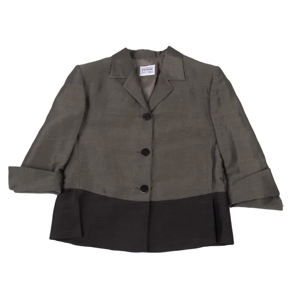GIANFRANCO FERRE STUDIO Linen Silk Switching Shiny Jacket K-176160_002