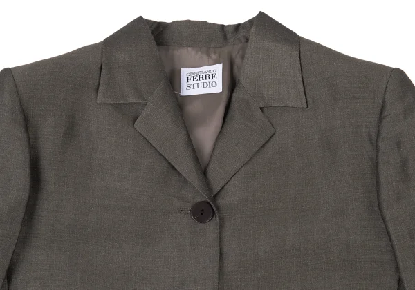 GIANFRANCO FERRE STUDIO Linen Silk Switching Shiny Jacket K-176160_003