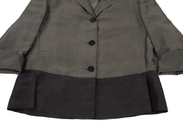 GIANFRANCO FERRE STUDIO Linen Silk Switching Shiny Jacket K-176160_007