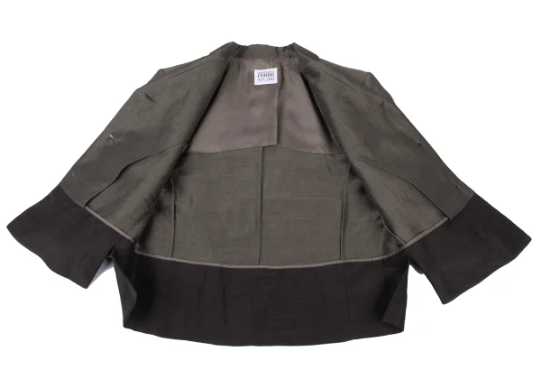 GIANFRANCO FERRE STUDIO Linen Silk Switching Shiny Jacket K-176160_008