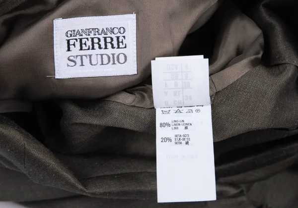 GIANFRANCO FERRE STUDIO Linen Silk Switching Shiny Jacket K-176160_012
