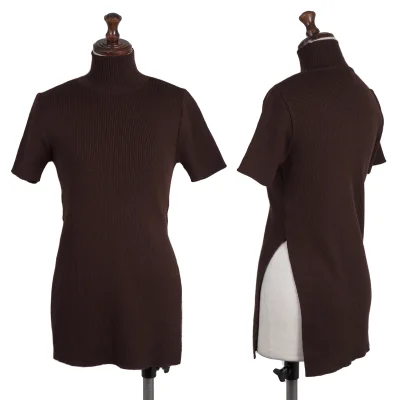 GIANFRANCO FERRE Slit Mock Neck Rib Knit Top