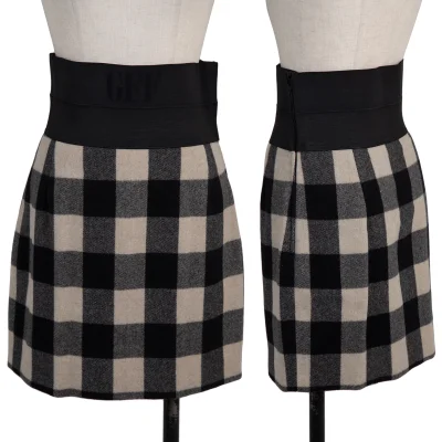 GIANFRANCO FERRE Waist Switching Check Skirt