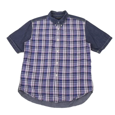 COMME des GARCONS HOMME Switching Check Dyed Denim Shirt