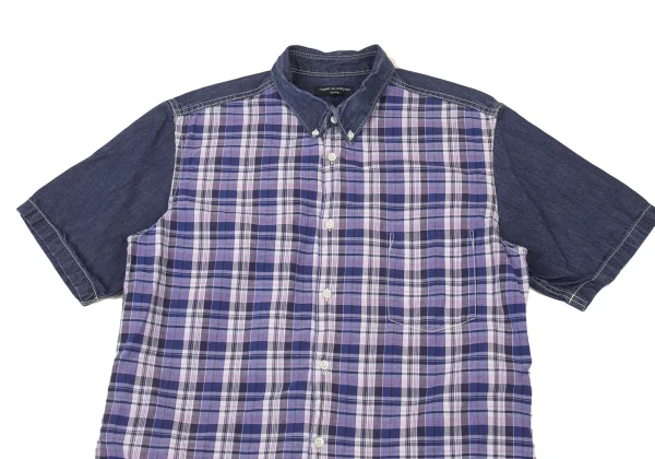 COMME des GARCONS HOMME Switching Check Dyed Denim Shirt K-176176_002
