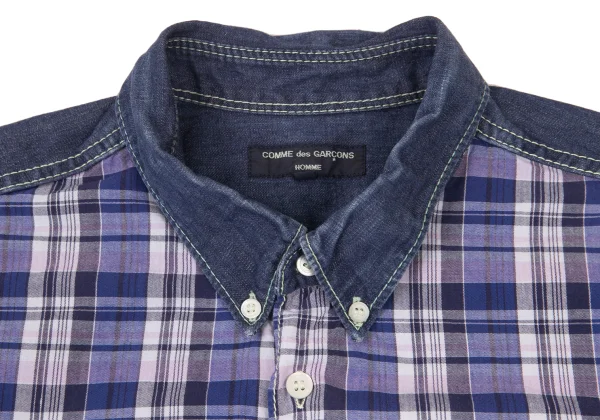 COMME des GARCONS HOMME Switching Check Dyed Denim Shirt K-176176_003