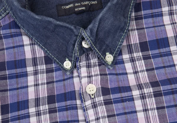 COMME des GARCONS HOMME Switching Check Dyed Denim Shirt K-176176_004