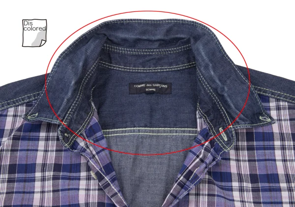 COMME des GARCONS HOMME Switching Check Dyed Denim Shirt K-176176_005