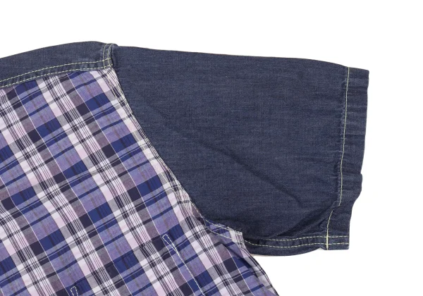 COMME des GARCONS HOMME Switching Check Dyed Denim Shirt K-176176_007