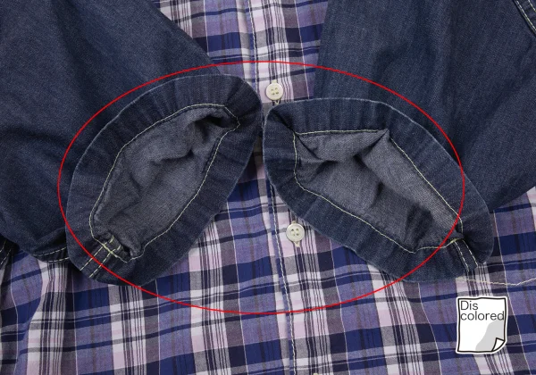COMME des GARCONS HOMME Switching Check Dyed Denim Shirt K-176176_008