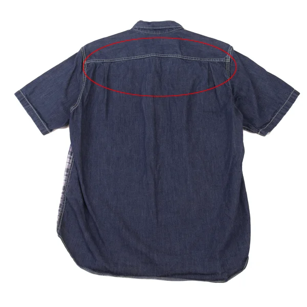 COMME des GARCONS HOMME Switching Check Dyed Denim Shirt K-176176_011