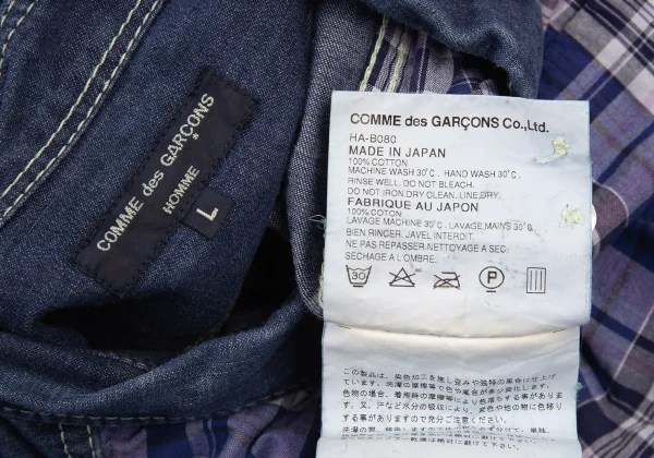 COMME des GARCONS HOMME Switching Check Dyed Denim Shirt K-176176_015