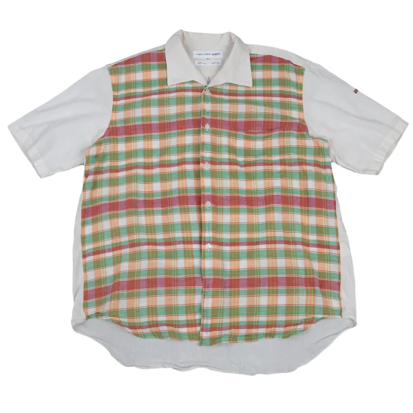 COMME des GARCONS SHIRT Check Switching Short Sleeve Shirt White,Multi-Color S K-176182_001