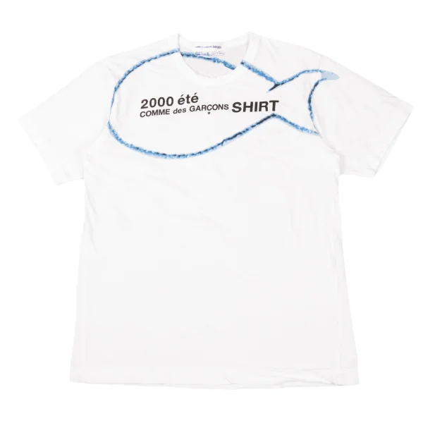 COMME des GARCONS SHIRT Fish Print Logo T-shirt White,Blue M K-176183_001