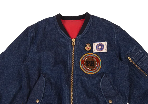 PINK HOUSE Patches Denim MA-1 Bomber Jacket K-176185_003