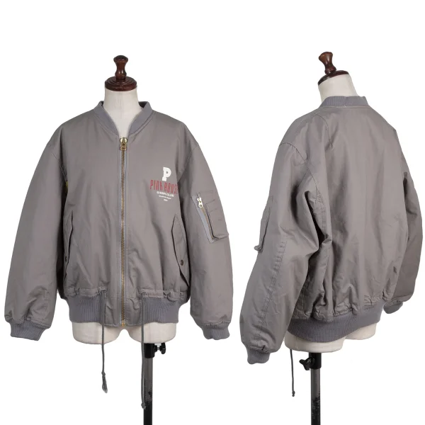 PINK HOUSE Logo Print MA-1 Blouson Grey,Beige M K-176186_001