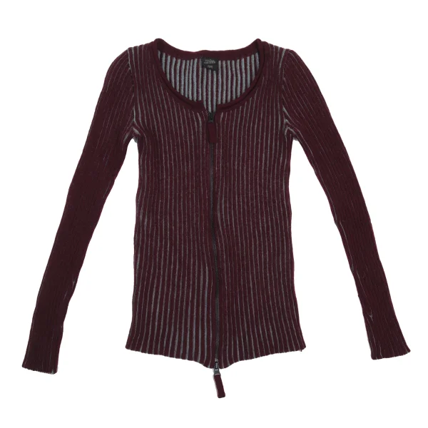 Jean Paul GAULTIER FEMME Bicolor Rib Zip Knit Top K-176192_002