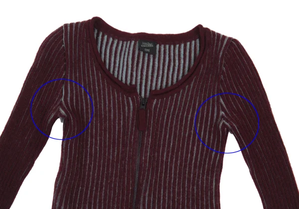 Jean Paul GAULTIER FEMME Bicolor Rib Zip Knit Top K-176192_003