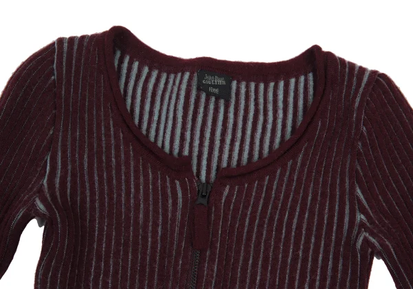 Jean Paul GAULTIER FEMME Bicolor Rib Zip Knit Top K-176192_006