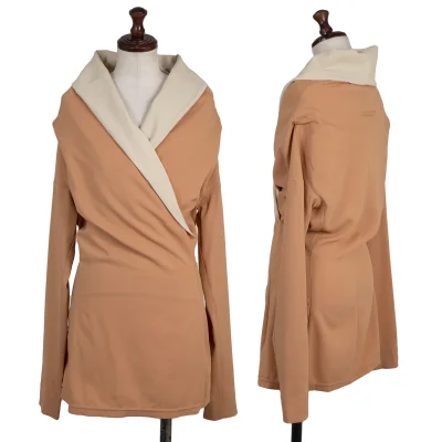 Jean Paul GAULTIER FEMME Bicolor Georgette Wrap-Style Top