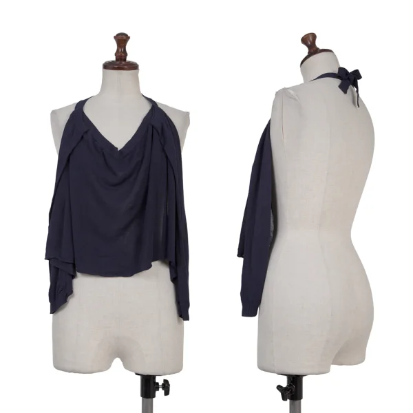 Jean Paul GAULTIER MAILLE FEMME Rayon Knit Top Navy 42 K-176204_001
