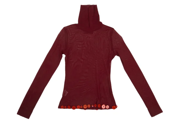 JPG by GAULTIER Hem Buttons Mesh Turtleneck T Shirt K-176207_002