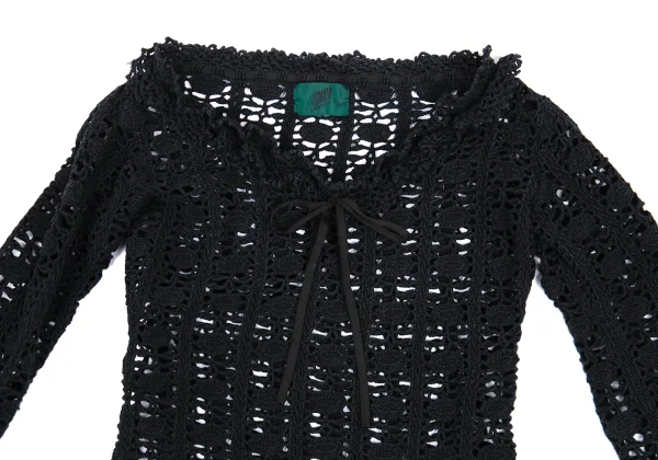 JUNIOR GAULTIER Neck Ribbon Cotton Lace Knit Top K-176210_003
