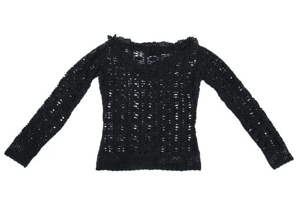 JUNIOR GAULTIER Neck Ribbon Cotton Lace Knit Top K-176210_012